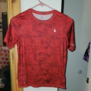 Spyder Red Short Sleeve Tee with Geometric Design